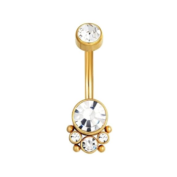 Gold Solid Titanium Belly Button Rings ,14G