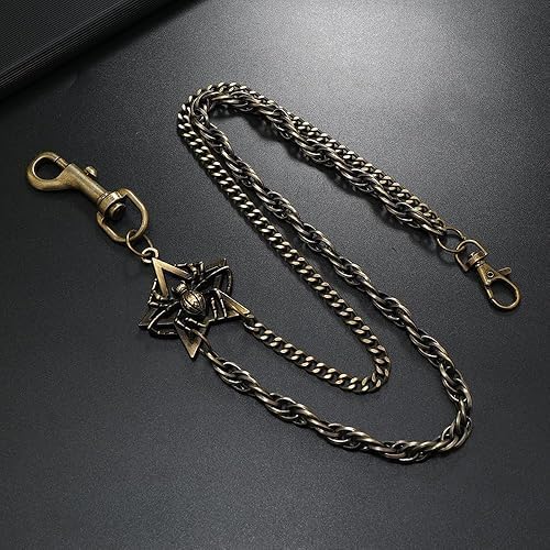Jeans Chain Antique Finish Metal Hanging Spider Punk Biker Key Side Leather Chains for Men Women
