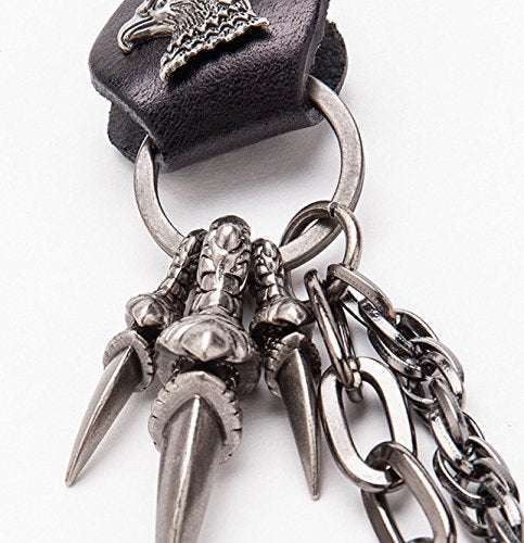 Genuine Faux Leather (Brown/Black) Jeans Chain Eagle Claws Curb Braided Hip Hop Biker Bolt Trucker Wallet Key Gun Metal Black Chain Curbs Keyrings for Men