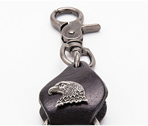 Genuine Faux Leather (Brown/Black) Jeans Chain Eagle Claws Curb Braided Hip Hop Biker Bolt Trucker Wallet Key Gun Metal Black Chain Curbs Keyrings for Men