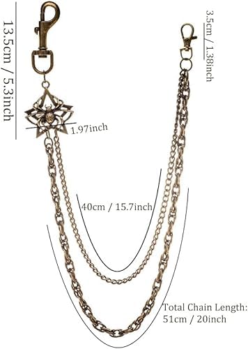 Jeans Chain Antique Finish Metal Hanging Spider Punk Biker Key Side Leather Chains for Men Women