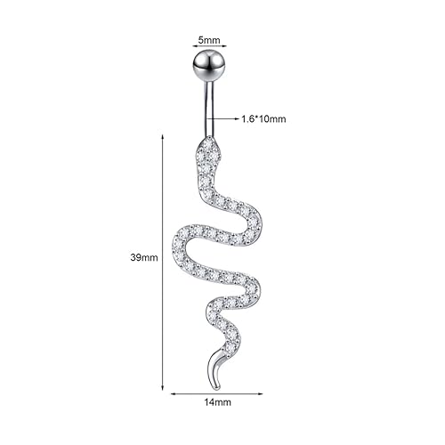 Belly Button Jewelry Piercing Snake Rhinestone