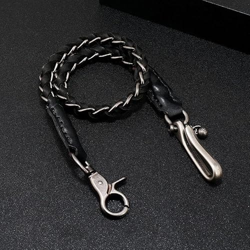 Jeans Chain Antique Finish Metal Fish hook Hanging Punk Biker Key Side Leather Chains for Men Women
