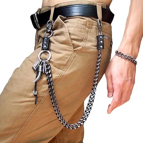Men's Strong Leash Heavy Horn Metal Wallet Chains Biker Trucker Jean Key Chain