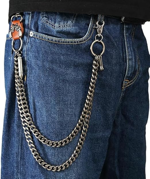Gadgetsden Jeans Chain Antique Finish Metal Cross Guns Hanging Punk Biker Key Side Leather Chains for Men Women