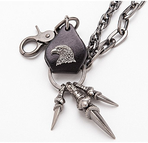 Genuine Faux Leather (Brown/Black) Jeans Chain Eagle Claws Curb Braided Hip Hop Biker Bolt Trucker Wallet Key Gun Metal Black Chain Curbs Keyrings for Men