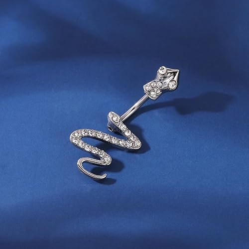Belly Button Jewelry Piercing Big Snake Head tail Rhinestone Crystal Navel