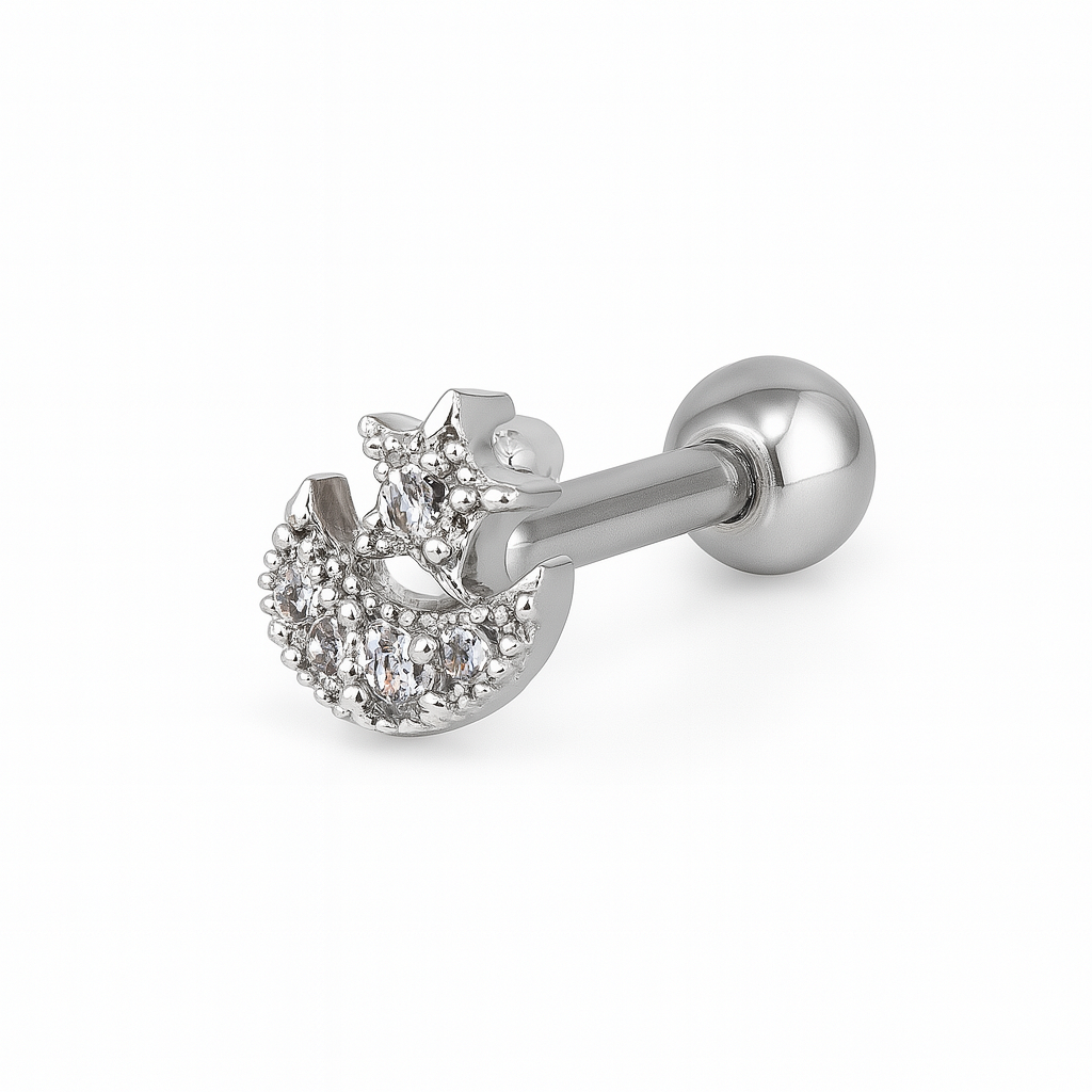 Moon star Ear Stud - SINGLE