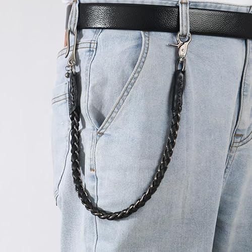 Jeans Chain Antique Finish Metal Fish hook Hanging Punk Biker Key Side Leather Chains for Men Women