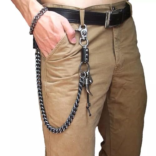 Men's Strong Leash Heavy Horn Metal Wallet Chains Biker Trucker Jean Key Chain