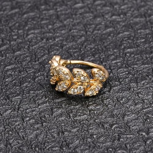 Leaf Crystal Nose Rings Cartilage CZ Piercing