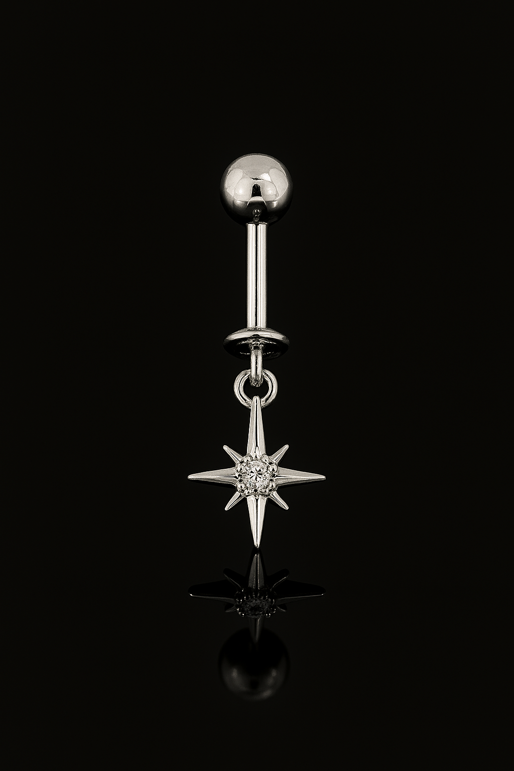 Upper Ear Helix Four- pointed Star Charm Hanging - SINGLE
