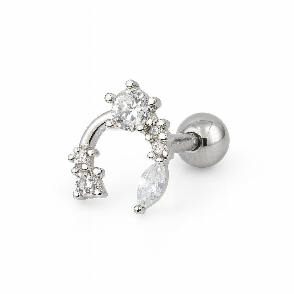 Galaxy Arc Piercing Silver Ear Stud - SINGLE