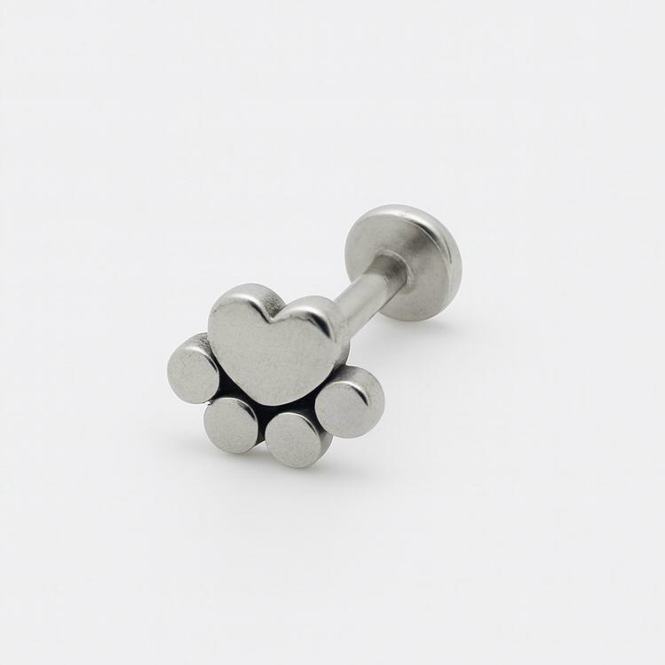 Silver colour Heart shaped stud