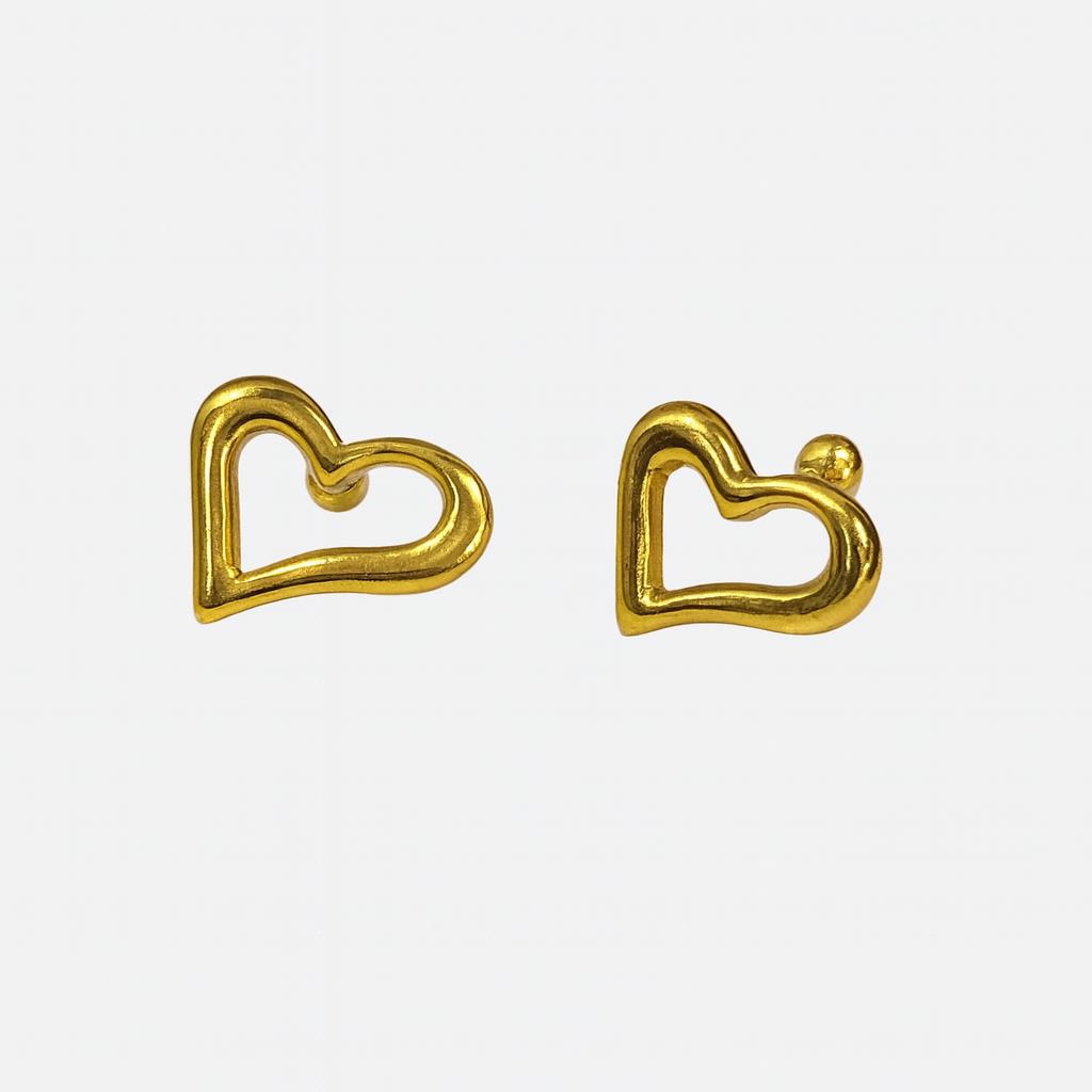 Gold colour Heart shape stud