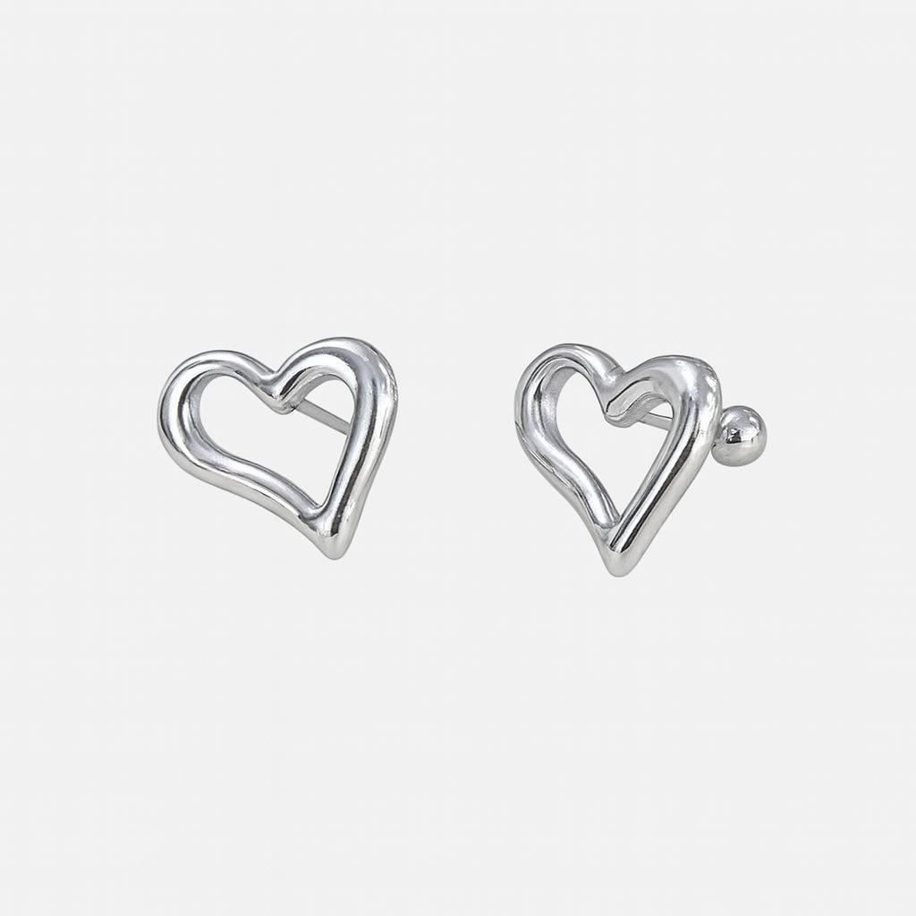 Silver colour Heart shape stud