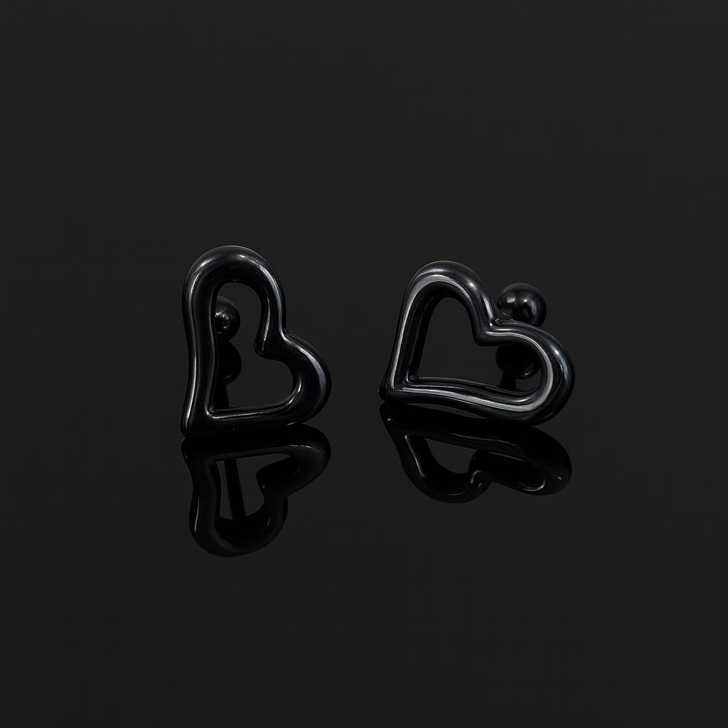 Black colour Heart shaped stud