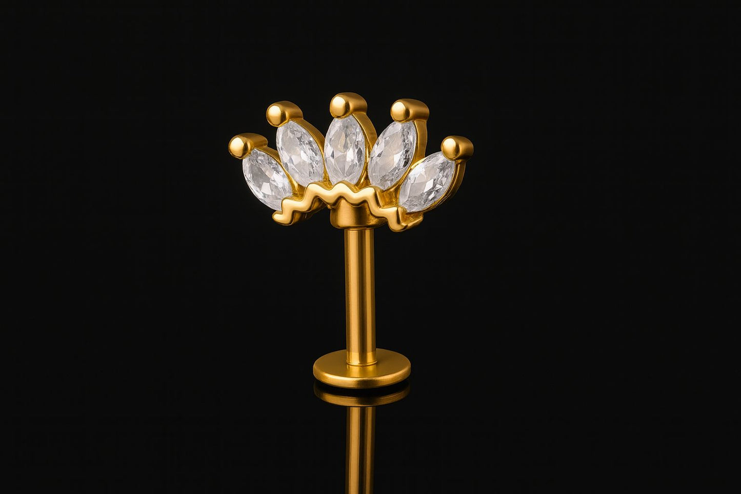 Gold colour Upper Helix bugadi studs with CZ stone
