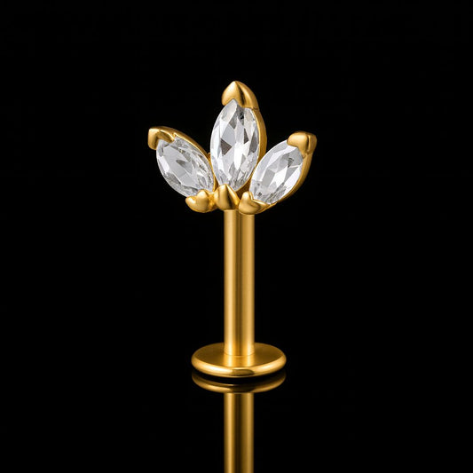 Gold colour Upper Helix bugadi studs with CZ stone