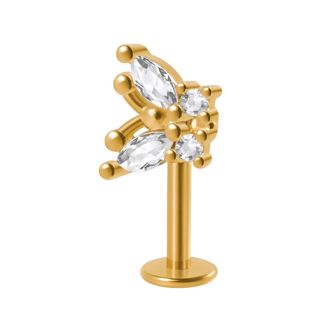Gold colour Upper Helix bugadi studs with CZ stone