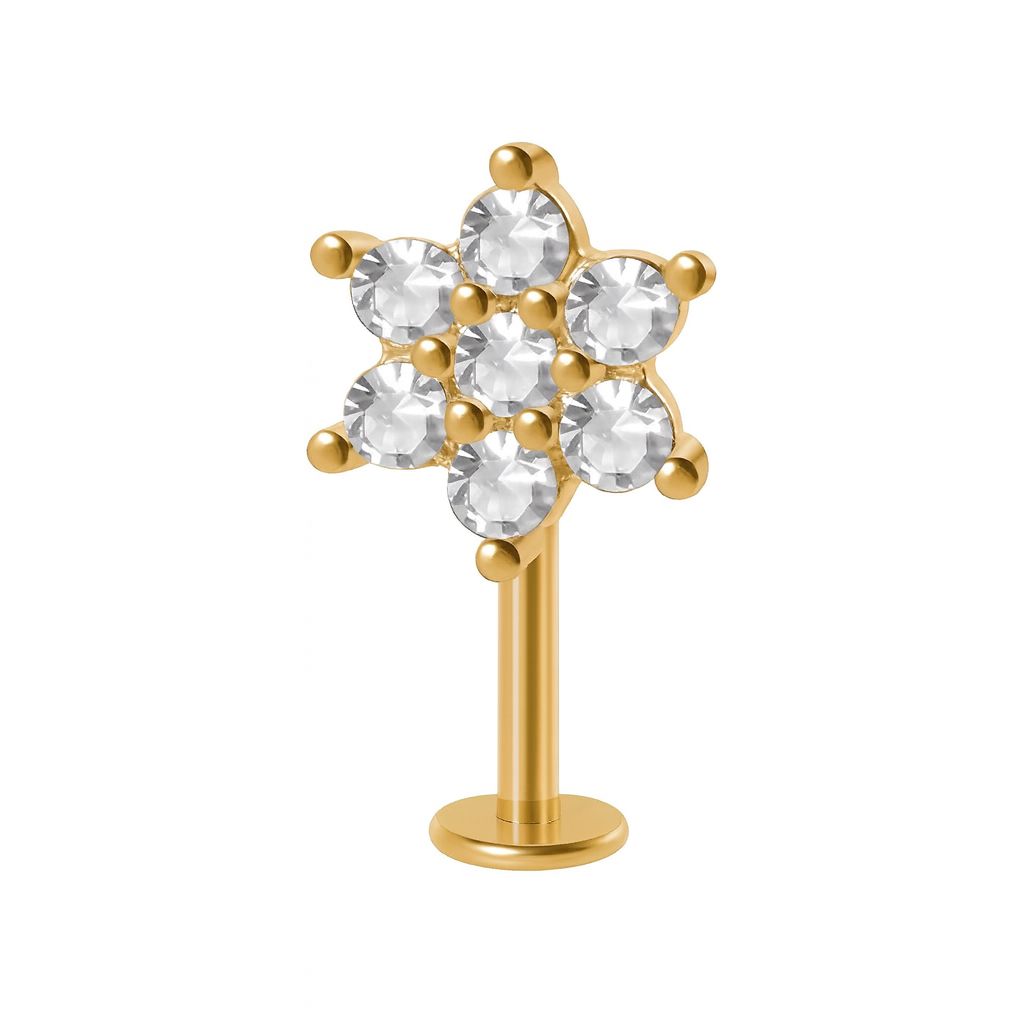 Gold colour Upper Helix bugadi studs with CZ stone