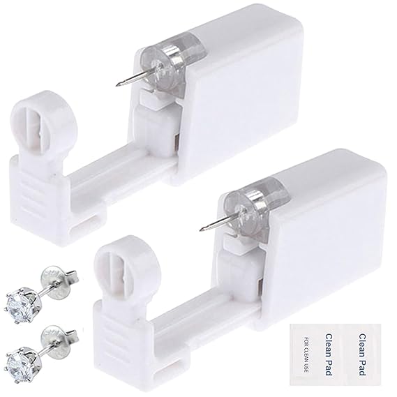 2 Pack Self Ear Piercing Gun Earring Disposable Piercing Kit