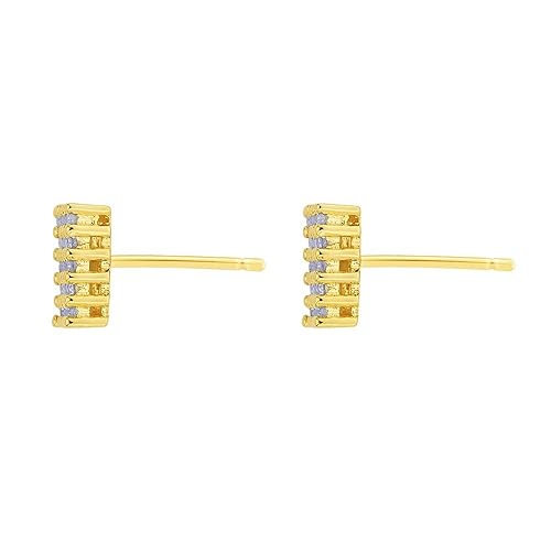 Gadgetsden 18k (750) Oxidized Silver and Cubic Zirconia Stud Earrings for Men, Gold