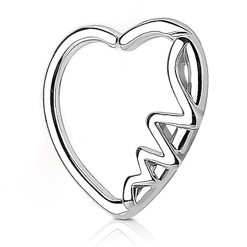 Heart Shape Heartbeat Ear Cartilage Helix Daith Annealed Bendable Hoop Ring