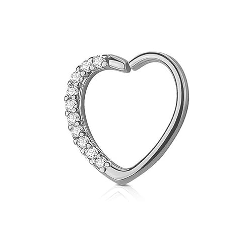 Lined Cubic Zircons Heart Ear Helix Piercing Jewellery