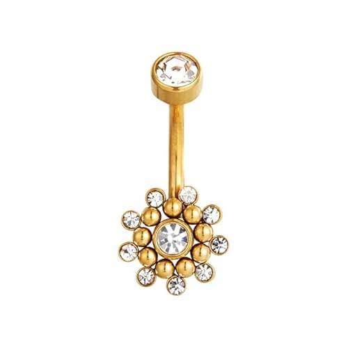 Gold Titanium Belly Button Ring, 14G