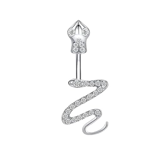 Belly Button Jewelry Piercing Big Snake Head tail Rhinestone Crystal Navel