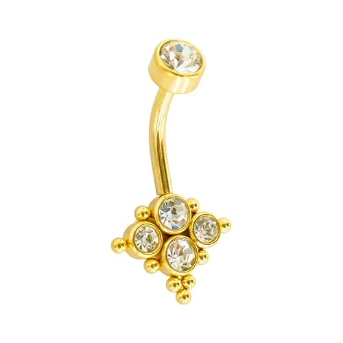 14G Gold Solid Titanium Belly Button Rings Navel Crystal CZ