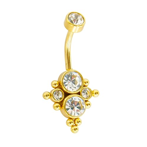 Gold Solid Titanium Belly 14G