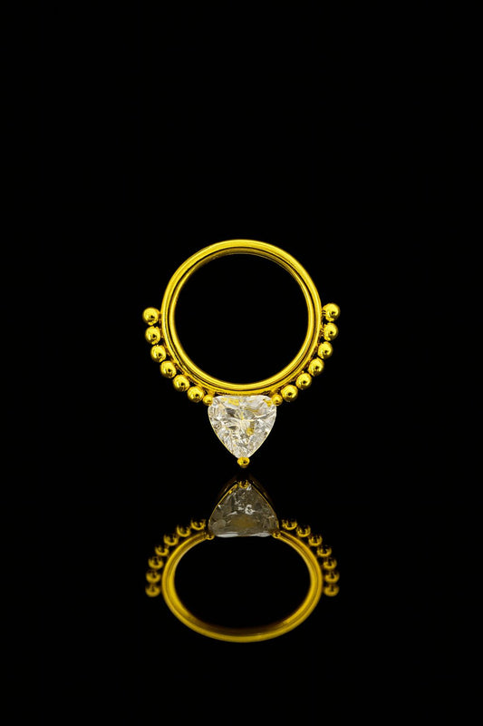 Nose Hoop Septum clicker Ring heart shape CZ