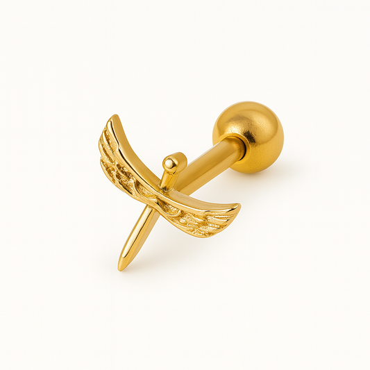 Winged Whisper Gold stud - Single