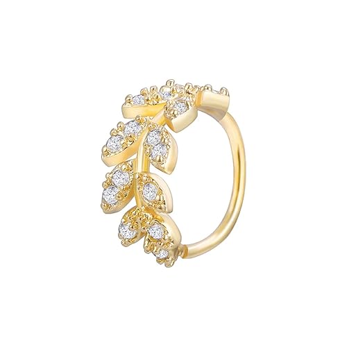 Leaf Crystal Nose Rings Cartilage CZ Piercing
