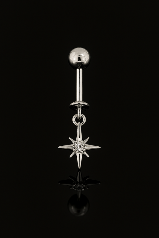 Upper Ear Helix Four- pointed Star Charm Hanging - SINGLE