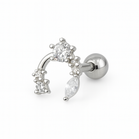 Galaxy Arc Piercing Silver Ear Stud - SINGLE