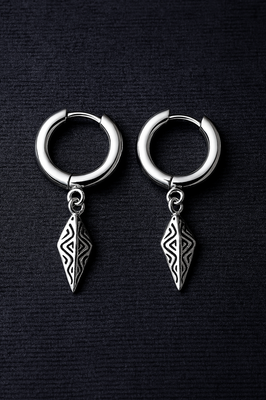 Men hoop ear studs steel