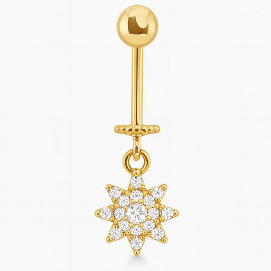 Gold colour Flower charm CZ Upper Helix stud (BUGADI)- 1 pc