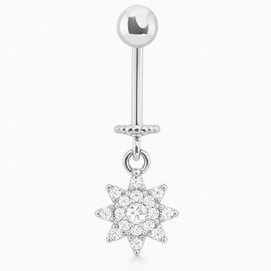 Silver colour Flower Charm Upper Helix stud (BUGADI) -1 pc