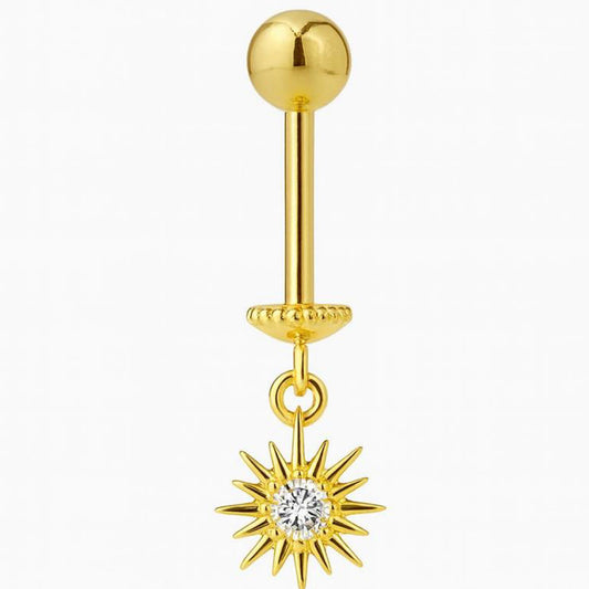 Gold colour Sun Burst shape dangling Upper helix stud(BUGADI) - 1 pc