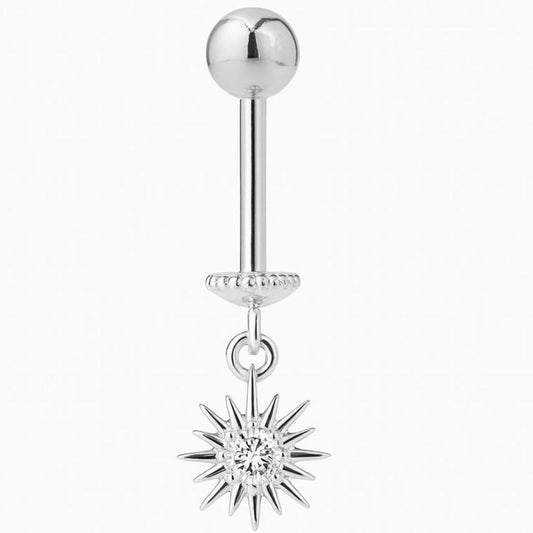 Silver colour Sun Burst shape Upper helix stud(BUGADI) - 1 pc