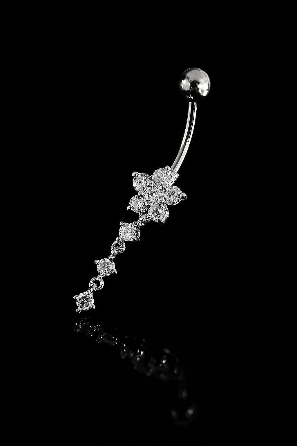 Silver Color CZ Danglings Jewelry Piercing Navel Belly Button