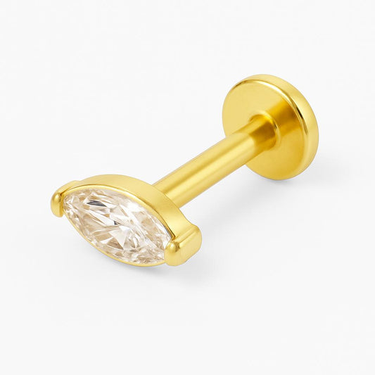 Gold Marquise Shine Ear Flat Back Stud