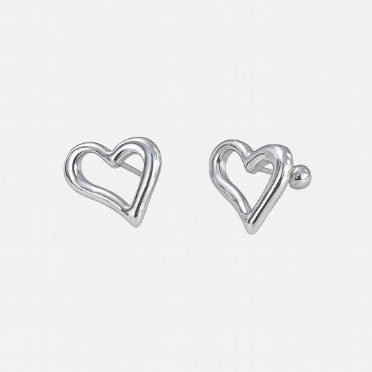 Silver colour Heart shape stud