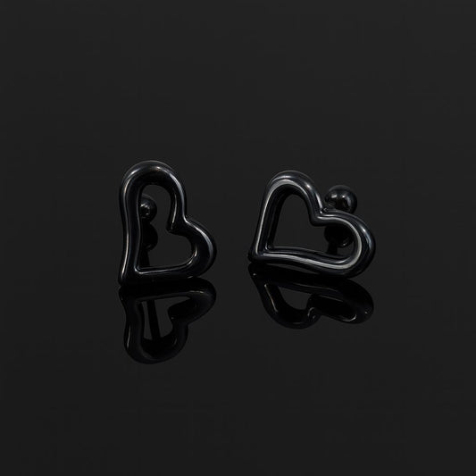 Black colour Heart shaped stud