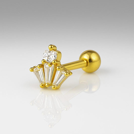 Gold colour Crown design stud with CZ stones