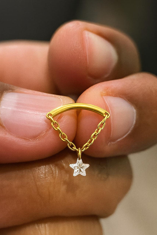 Gold colour Hidden Helix hanging with Star shape CZ