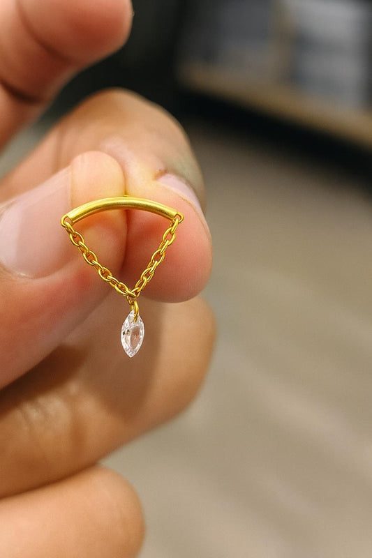 Gold colour Hidden Helix hanging with Marquise CZ